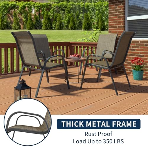 Image of Amopatio Patio Chairs Set of 4, Outdoor Stackable Dining Chairs for All Weather, Breathable Garden Outdoor Furniture for Backyard Deck(Dark Brown)