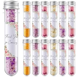 12 Pcs Aromatherapy Bath Salts Test Tube Bath Salts for Women Relaxing Spa Gifts Set for Baby Shower Wedding Birthday Baptism Party Favors, Floral Style