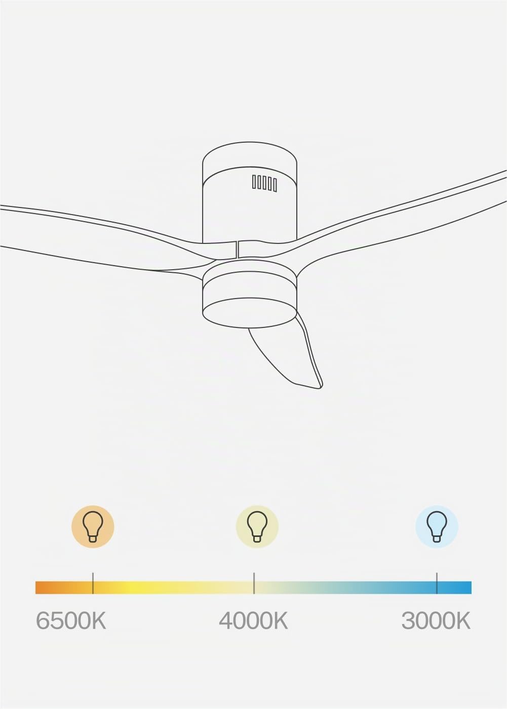 CREATE / WINDCALM NATURAL WOOD M/Ventilador techo con luz negro aspas madera clara y mando / 40W, Temporizador, Ø132 cm, 6 velocidades, 3 temperaturas de luz, función verano-invierno