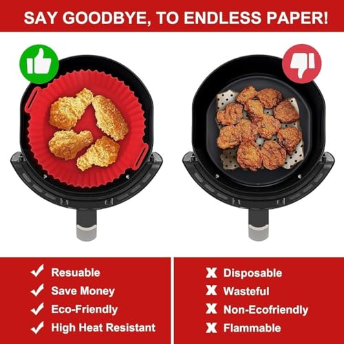 Image of Marve Airfryer Papers Disposable, 100PCS Non-Stick Parchment Paper, Air Fryer Liners for 5-8QT Air Fryer, Baking, Roasting Microwave (8 Inch Square) (Silicone Air Fryer)