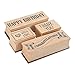 4-Piece Card Making Stamps Set - Wood Mounted Rubber Stamps for Card Making, DIY Crafts, Scrapbooking - Happy Birthday, Thank You, Congratulations, with Love