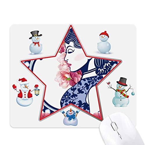 Tapis de souris Noël Bonhomme de Neige - Ambiance festive et confort de travail au bureau.