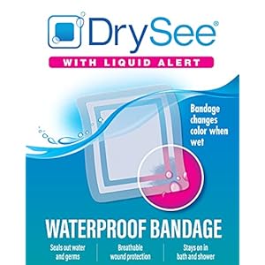 Waterproof Bandages for Post Surgical Care, Ideal for Wound Seal, Wound Dressing, Showering, Swimming, Blisters, Water Sports, Transparent Film Dressing for Injury or Tattoo Aftercare, 2×2