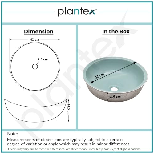 Image of Plantex Ceramic Round Basin for Bathroom /Table Top Basin /Washbasin for Bathroom /Restaurant /Hotel (16.5 x 16.5 x 6 Inch)
