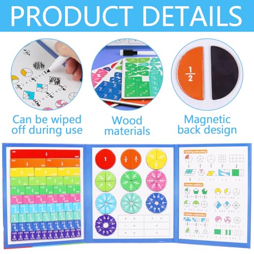 Bruchteil Puzzle,Magnetisches Buch Bruchteil Puzzle für Kinder,Magnetisches Bruchbuch,Bruchrechnen Magnet Material,Montessori Bruchrechnen für Kindergarten Grundschule Brüche Mathematik Lernmittel