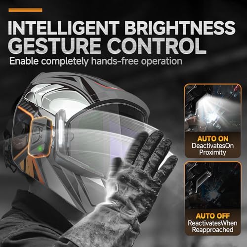 Image of ANDELI Welding Helmet - 180 Panoramic 6 Arc Sensor True Color Auto Darkening Welding Helmet with Light and Motion Sensing, 2100mAh Rechargeable Battery for TIG /MIG /Cut /Grind Moner LED