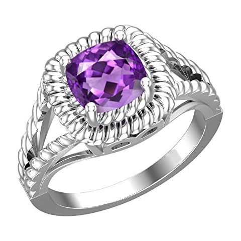 Belinda Jewelz Women 925 Real Sterling Silver 8 mm Halo Cushion Gemstone Ring purple Cover