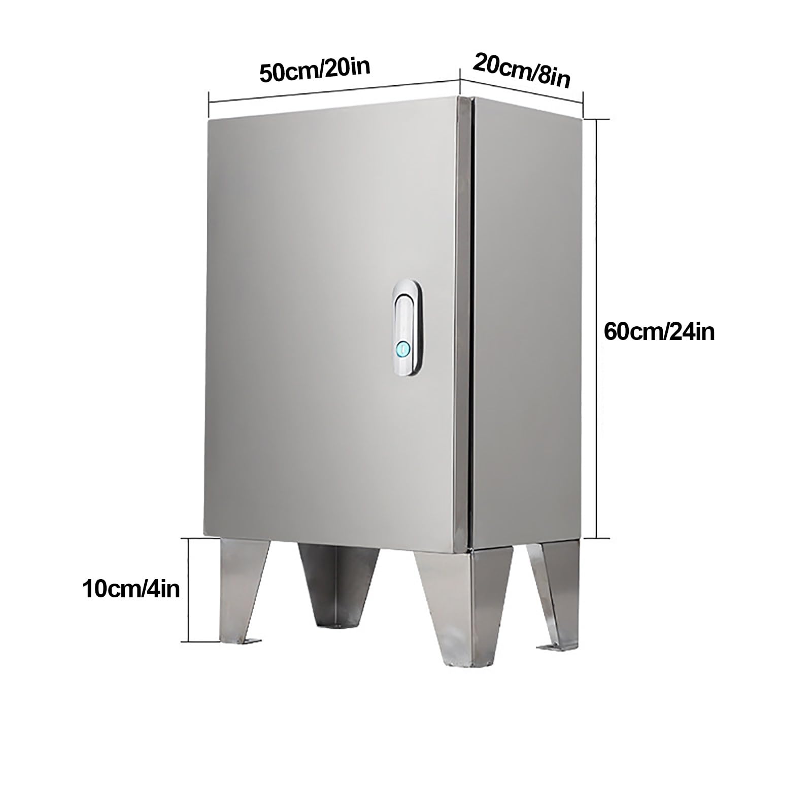 Armario de Distribución de Suelo, Caja Cuadro Electrico con Cerradura | Caja Estanca Exterior de Acero Inoxidable, Armario Electrico con Base Elevada y Placas de Montaje(50x60x20cm/20x24x8in)