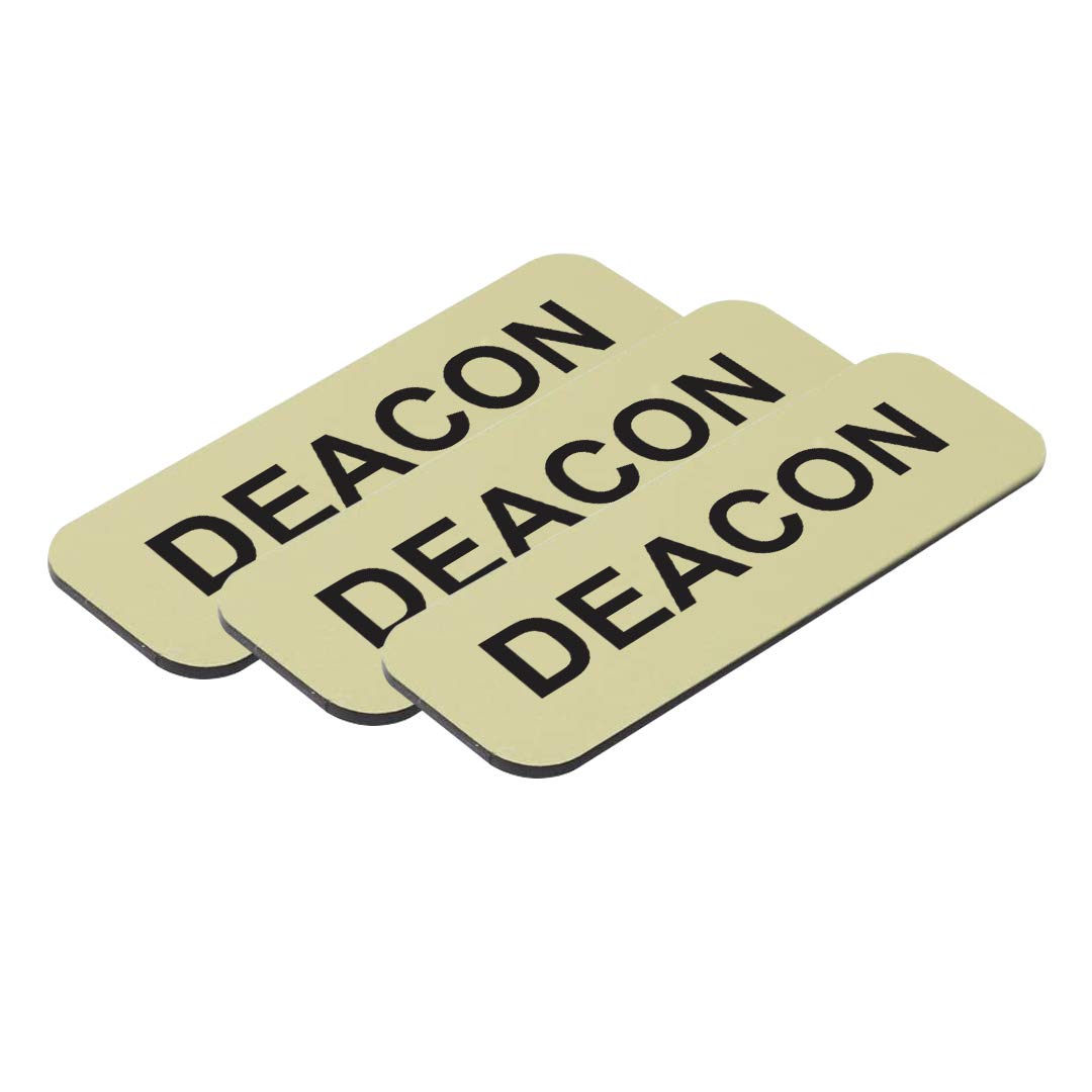 Deacon 1 x 3" Name Tag, Brushed Gold (3 Pack)
