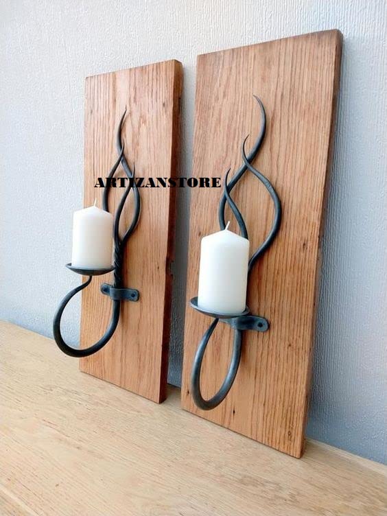 Hand Forged Iron Wall Sconces Candle Stand Fantasy Design