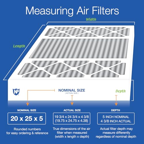 Image of Nordic Pure 20x25x5 Pleated MERV 10 Plus Carbon Air Filters 2 Pack | Actual Size: 19 3 /4 x 24 3 /4 x 4 3 /8 Lennox Replacement Fits X6673 X6675 Made in USA, Advanced HVAC Furnace, Odor Control