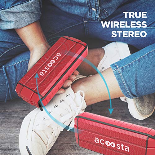 Image of ACOOSTA BOLD 370, IPX5 Waterproof, Portable Wireless Bluetooth Speaker with Bass, 3600 mAh Battery (Upto 24hrs of Playback), True Wireless Stereo, Built in Mic, SD Card & Aux (Scarlet Red)