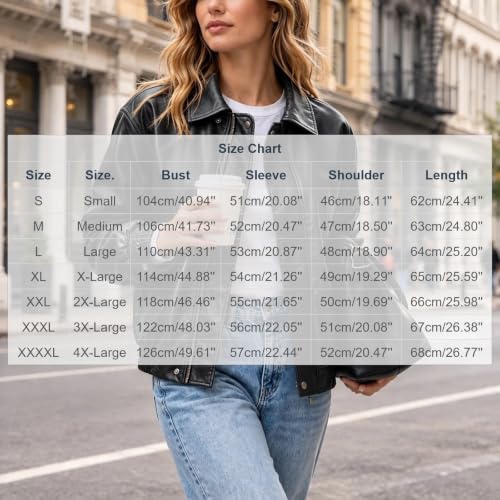 MaMiDay Faux Leather Jacket for Women Lapel Zip-Up Bomber Coat - image 4
