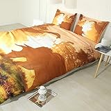 EU-VV Housse De Couette 400 Fils 100% Coton Noble Doux Et Anti-acariens Dinosaure Jurassique HD 3 Pièces (1 Housse De Couette + 2 Taies d'oreiller 50x75cm) (200x200cm(1.5M Bed))