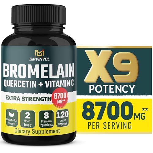 Bromelain Extract Supplement 8700mg with Quercetin, Vitamin C, D3, Zinc & Sting Nettle - 120 Capsules