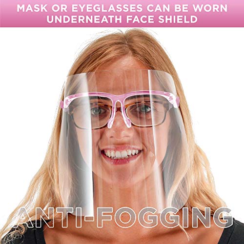Tcp Global FS-G04G-PINK Salon World Safety Face Shields With Pink Glasses Frames (Pack Of 4) - Ultra Clear Protective Full Face Shields To Protect Eyes, Nose, Mouth - Anti-Fog Pet Plastic thumb #3