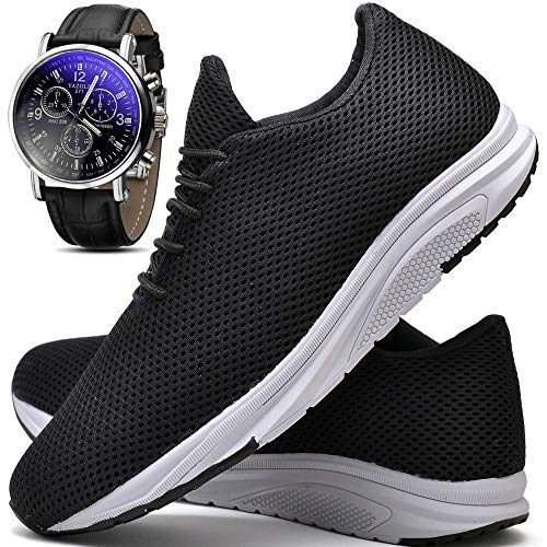 Kit Tênis Com Relógio Masculino JUILLI R1108DB Tamanho:39;cor:Preto;gênero:Masculino