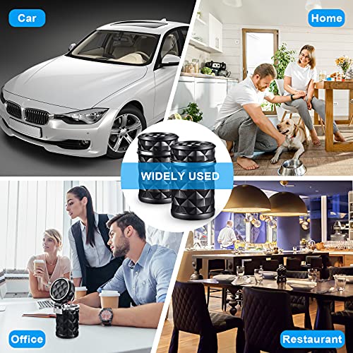 2 Pieces Car Cup Holder With Lid Smell Proof Car Cylinder Portable With Blue Led Light Cylinder Stand Cylinder Cup Holder Mini Car Trash Can For Most Car Cup Holder (Black) #TOP6