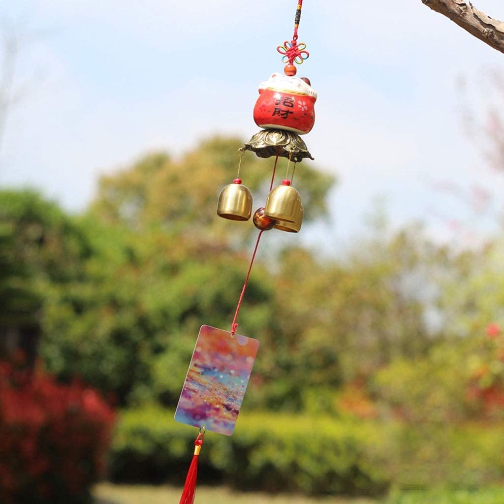 Campana a Vento Souvenir Campana Di Rame Lucky Cat Campanello A Vento Negozio Appeso Decorazione Regali Creativi Accessori Per La Casa per casa, cortile(Three bells)