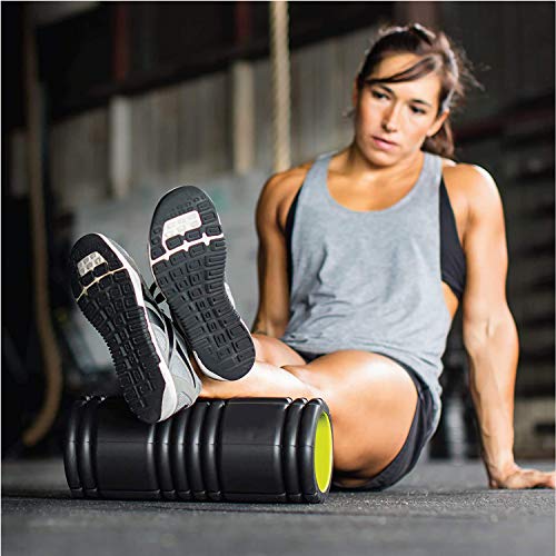 Image of FirstFit Grid Foam Roller For Deep Tissue Muscle Massage Exercise Fitness and Pain Relief Equipment-Black