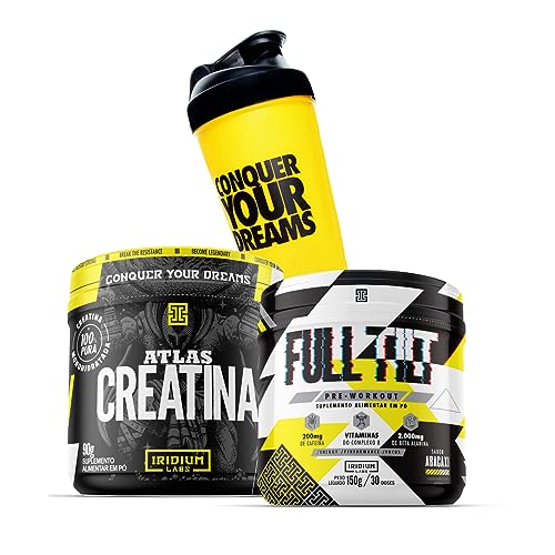 Full Tilt Pré-treino - 150g + Atlas Creatina - 90g + Coqueteleira...