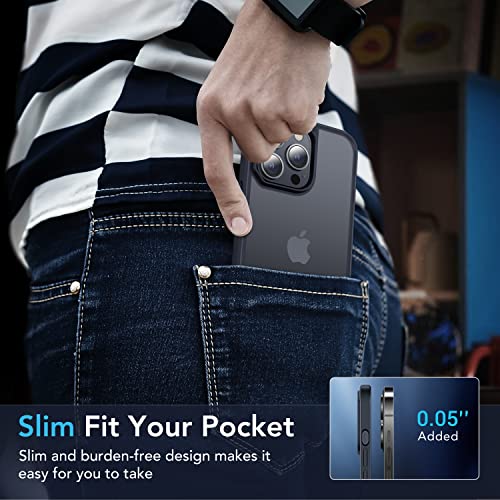 Casekoo Kooshock For Iphone 13 Pro Case, [10 Ft Drop Protection] [Skin-Friendly Touch] Rugged Matte Back And Built-In Airbags, Slim Translucent Protective Cover 6.1 Inch 5G, Space Black #TOP5