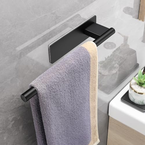 Miniatura 5 de Toalleros de Baño sin Taladro,Toallero Adhesivo Mate Acero Inoxidable Accesorios sin Taladro para Baño y Cocina 28CM,Negro