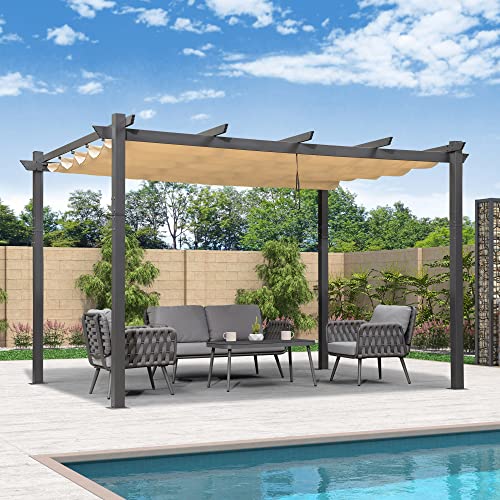 PURPLE LEAF 11' X 13' Outdoor Pergola with Retractable Canopy
