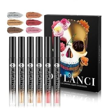 NAILSBAR DELANCI Liquid Glitter Eyeshadow Set, High Pigmented Liquid Eyeshadow Glitter Shimmer Metallic Stick,Long Lasting in 6 Colors