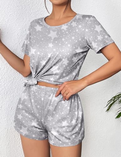 Image of Ekouaer Women's Pajama Sets Short Sleeve Pjs 2 Piece Top and Shorts Sleepwear Comfy Soft Lounge Sets with Pockets