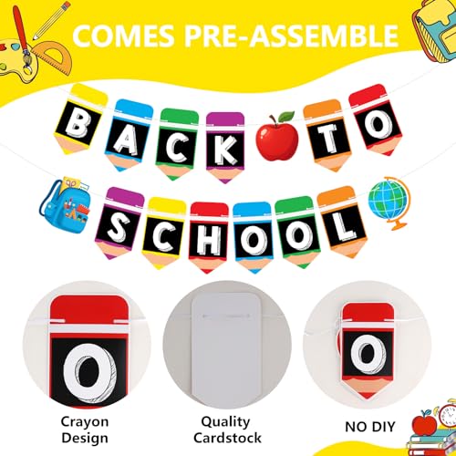 Back to School Decorations Banner Pre-Assembled Welcome Back to School Hanging Pencils Banners Garlands Welcome Sign for First Day of School Classroom Party Decorations - Image 4