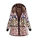 Produktbild Damen Winter Mantel mit Kapuze Übergröße,Rovinci Vinitage Blumen Drucken Kapuzenpullover Winterjacke Warm Langarm Hasp Hoodie Jacke Outwear Parka Mäntel Cardigan Trenchcoat Fleece Pullover Taschen