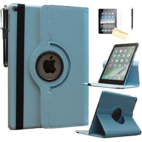 JYtrend Smart Case for iPad 5th (9.7") / 6th Generation (9.7") with Pencil Holder, Rotating Stand Magnetic Auto Wake Up/Sleep Cover for 2017/2018 iPad 9.7 Model A1893 A1954 A1822 A1823 (Blue) Cover