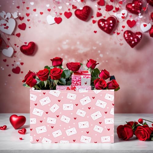 Image of Valentine's Day Basket Gift for Empty Cute Heart Large Storage Bin for Kid and Baby Room Decor (Pink Envelope Love)