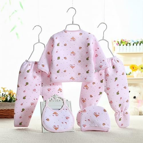 Image of Presents New Born Baby Winter Wear Printed Baby Clothes 5Pcs Sets 100% Cotton Boys Girls Unisex Baby Cotton /Winter or Flannel Suit Infant Clothes