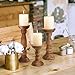 Farmhouse Wooden Candle Holders for Pillar Candles Set of 3, Rustic Wood Candle Holder Table Centerpiece Decor, 12'' 9'' 6'' Vintage Tall Candle Stand Decorative, Brown
