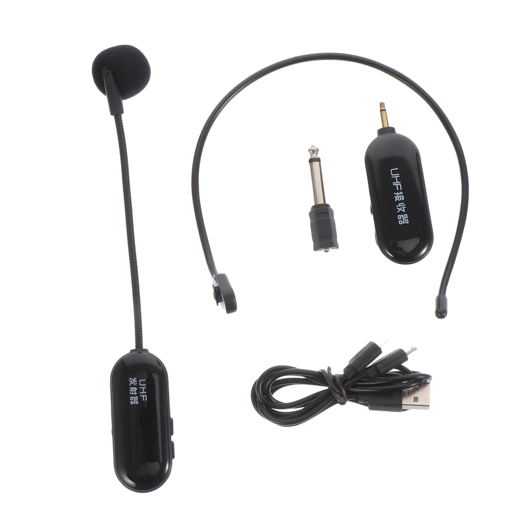 Micrófono Inalámbrico de Cabeza UHF Batería Incorporada, Auricular Negro Abs para Enseñanza y Artes Escénicas, Alcance Eficaz de 50 Metros