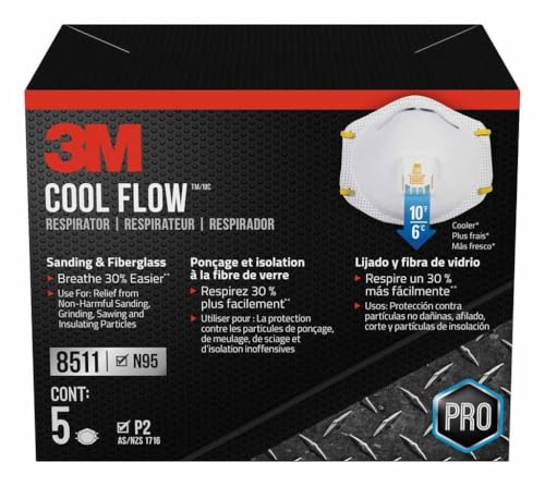 3M 8511H5-DC-PS N95 Respirator 8511, 5 Pack, Niosh-Approved N95, Features 3M Cool Flow Exhalation Valve cover