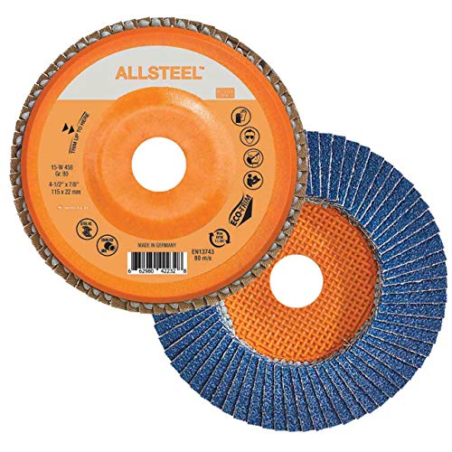 Walter 15W458 4-1/2x7/8 ALLSTEEL Flap Disc with Eco-Trim Backing 80 Grit Type 27, 10 Pack