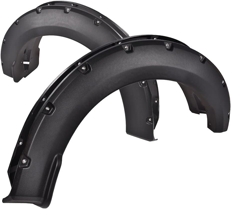 DOTCOM Fender Flares,Compatible with 2015-2017 Ford F150 Styleside with 67.0"/78.8"/97.4" Length Bed (Not Fit for 68T Technology Pack or Lane Change Sensor),Pocket Rivet Textured Wheel Cover 4pcs