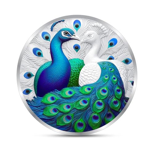 Image of Precious Moments Peacock Rangoli Silver Coin 10 Gram | 20 Gram | 50 Gram | 100 Gram BIS Hallmarked 999 Purity with Gift Box by ACPL