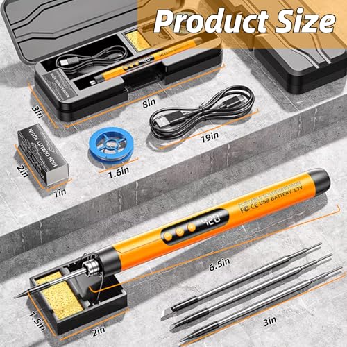 Cordless Soldering Iron,Portable Rechargeable Cordless Soldering Iron Kit with 1000mah and Three Iron Tips,Adjustable Temperature 300℃ to 450℃ - Image 2