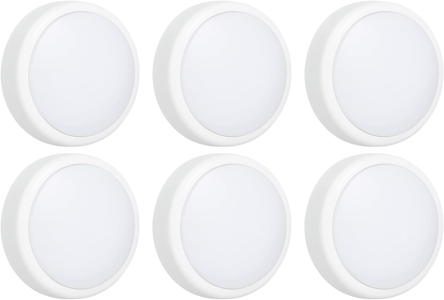 Marco Paul 6 Pack LED Push Lights - Cordless Stick-On Cabinet, Cupboard & Wardrobe Light - Battery Operated LED Wall Light for Shelves, Sheds & Dark Spaces - Under Cabinets Lights for Kitchen Shelves