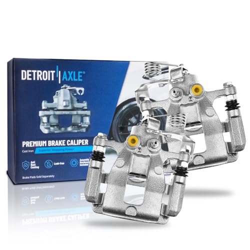 Image of Detroit Axle - 2pc Rear Brake Calipers for 2012-2017 Kia Rio | Disc Brake Calipers with Brackets 2013 2014 2015 2016 Replacement
