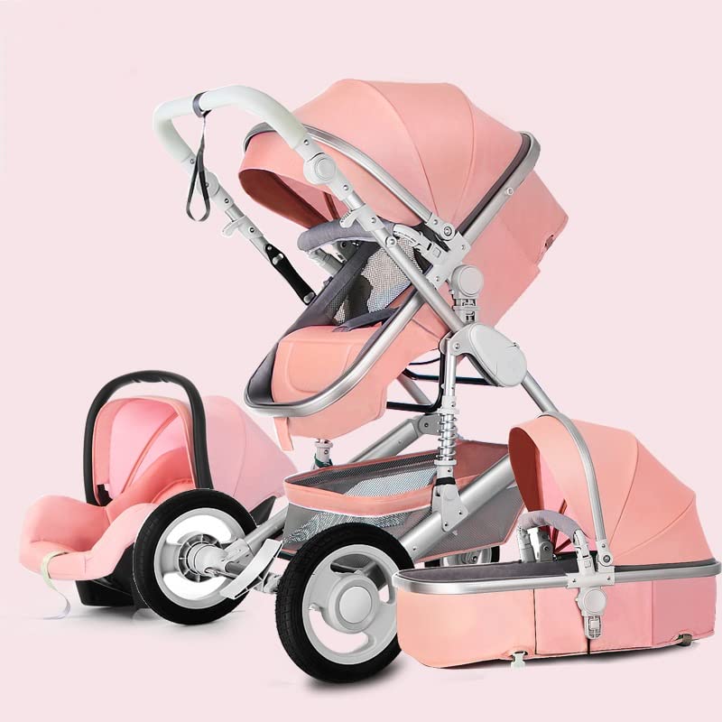 Baby Stroller Newborn Carriage Infant Baby Stroller 3 in 1 Adjustable High View Prams and Strollers for Babys, Carseat and Strollers Combo Newborn Pram Buggy Infant Carriage Pushchair (Color : E)