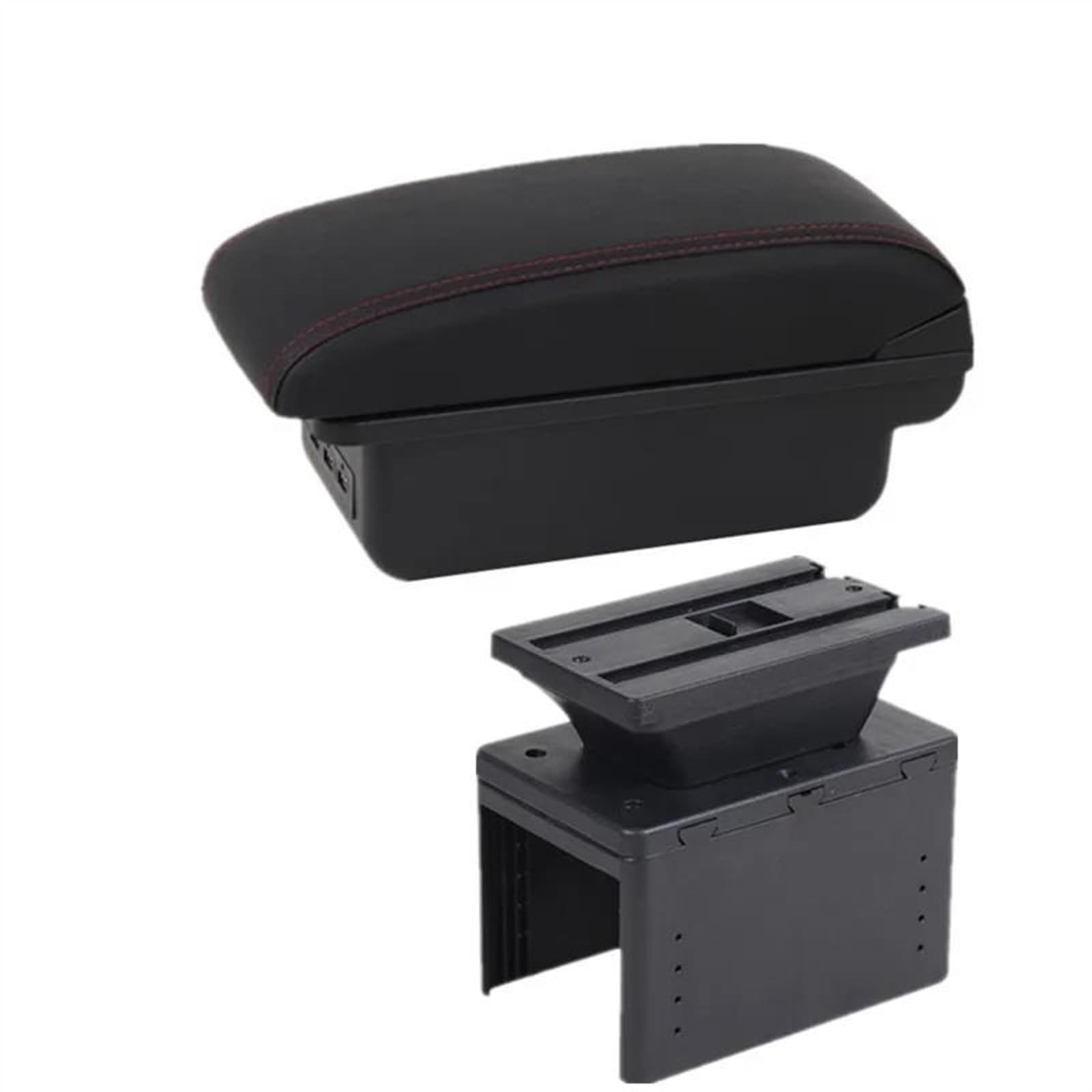 NMJLQW Storage Rack Car Central Armrest Box Storage Box Interior Retrofit Car Interior Accessories For Grande For Punto(B1 red line 3USB)