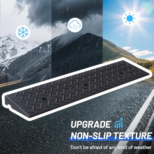 Rubber Curb Ramp, 2\" Rise Height 2 Pack, Heavy-Duty 3 T Capacity Threshold Ramps, 39.4\" L x 9.8\" W Driveway Ramps for Cars, Wheelchairs, Bikes, Motorcycles