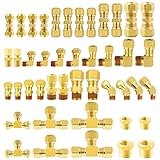 44Pcs DOT Air Brake Line Fittings, 1/4 3/8 1/2 1/8 5/8" Brass DOT Air Nylon Tubing Fittings Assortme
