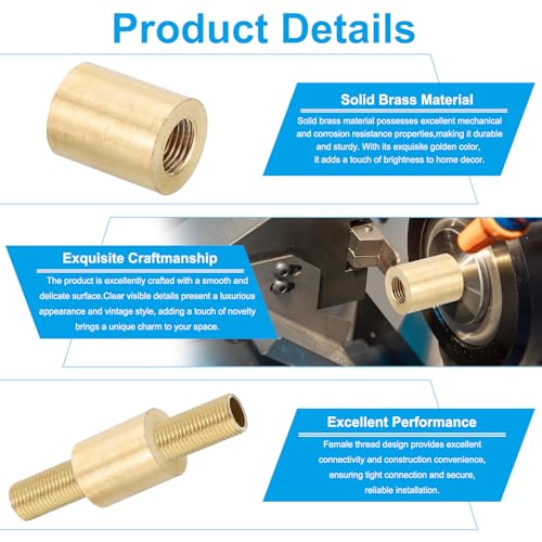 Image of PATIKIL Lamp Pipe Brass Coupling Nut, 3 Pcs 20mm Long M10 Fine Round Thread Sleeve Lamp Pipe Adaptor Rod Connector Hardware for Light Fixture Assembly or Repair, 16mm OD.