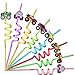 24 Monster Truck Party Car Reusable Styling Straws for Monster Truck Car Birthday Party Supplies with 2 Cleaning Brushes